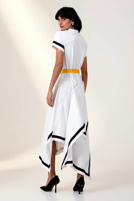 Madder Much Draped Shirt Dress with Striped Border 