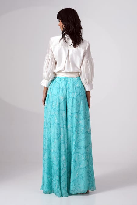 Madder Much White Gathered Shirt & Abstract Print Skirt Set 