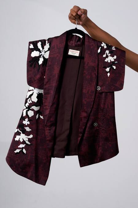 Shop_Madder Much_Black Chanderi Silk Embroidery Floral Printed Saree _Online_at_Aza_Fashions