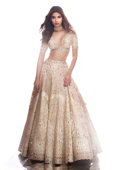 Gopi Vaid Embroidered Mirror Work Lehenga Set 