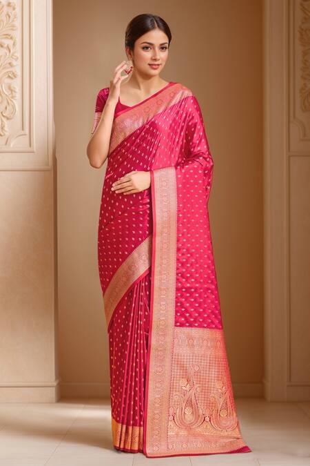 Buy_Naintara Bajaj_Pink Viscose, Silk Embroidery, Zari Round Paisley Woven Designer Saree And Blouse _Online_at_Aza_Fashions
