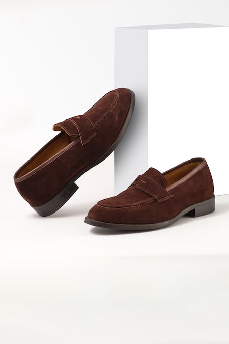 Shop_Nou_Brown Moccasin Loafers With Cutwork _Online_at_Aza_Fashions