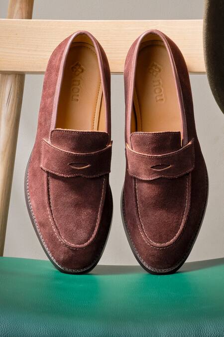 Shop_Nou_Brown Moccasin Loafers With Cutwork _at_Aza_Fashions