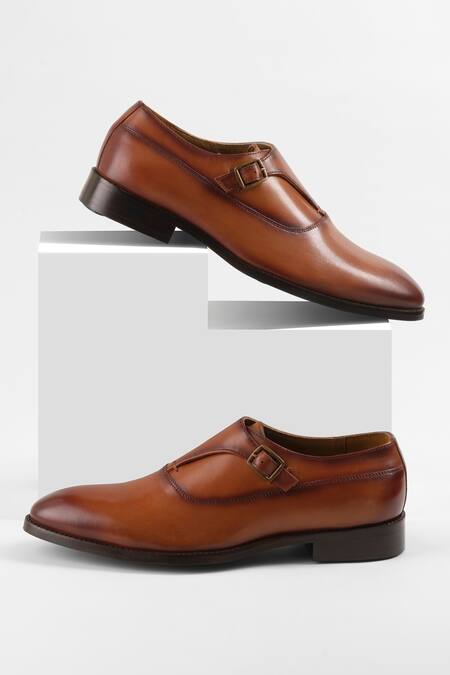 Shop_Nou_Brown Almond Toe Single Monks _at_Aza_Fashions