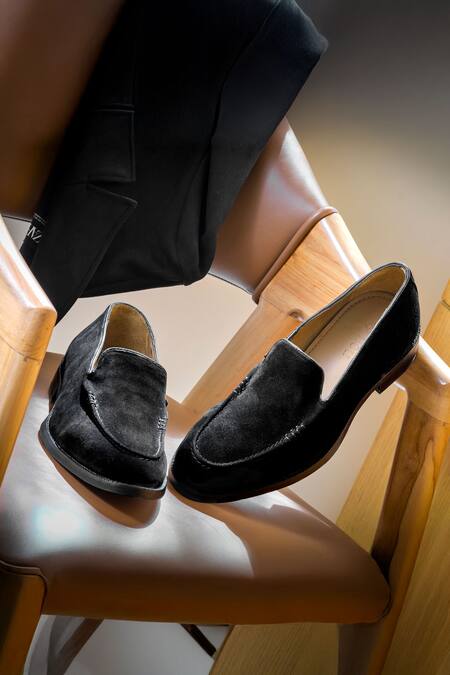 Nou_Black Slip On Loafers _Online_at_Aza_Fashions