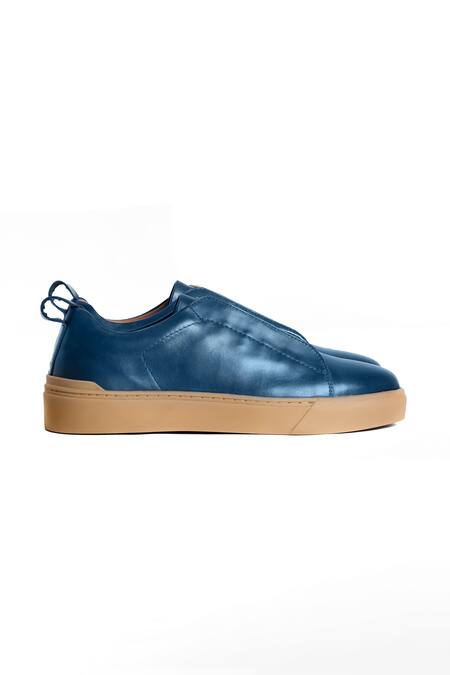 Nou Blue Midnight Almond Toe Sneakers Online at Aza Fashions Nou_Blue Midnight Almond Toe Sneakers_Online_at_Aza_Fashions