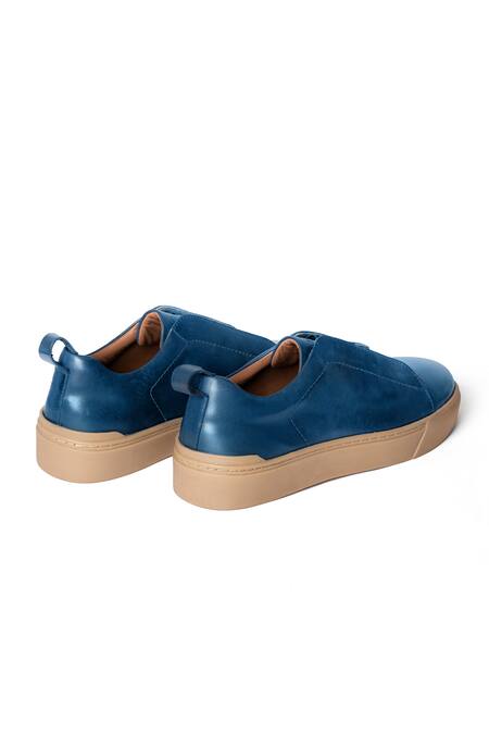 Shop Nou Blue Midnight Almond Toe Sneakers Online at Aza Fashions Shop_Nou_Blue Midnight Almond Toe Sneakers_Online_at_Aza_Fashions
