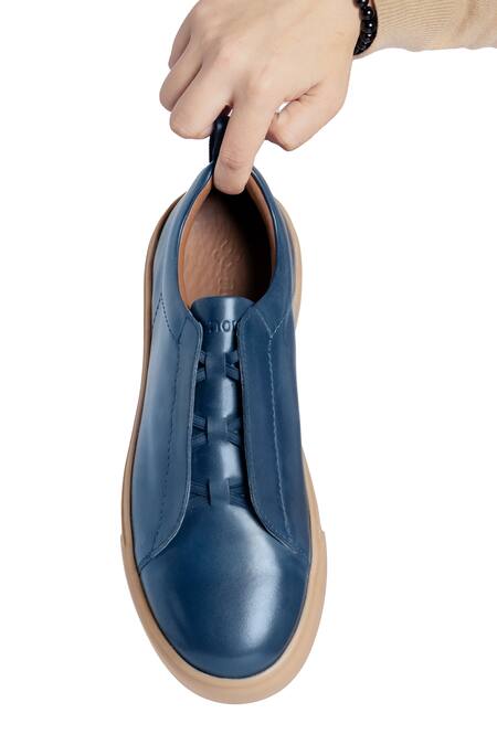 Nou Blue Midnight Almond Toe Sneakers at Aza Fashions Nou_Blue Midnight Almond Toe Sneakers_at_Aza_Fashions