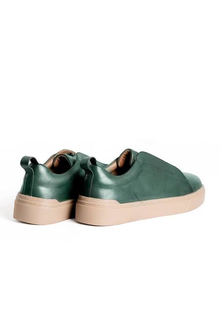 Nou Emerald Green Almond Toe Sneakers Online at Aza Fashions Nou_Emerald Green Almond Toe Sneakers_Online_at_Aza_Fashions