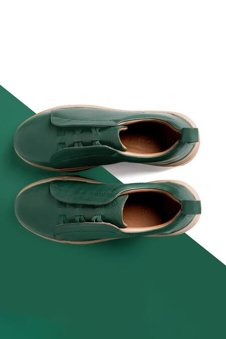 Buy Nou Emerald Green Almond Toe Sneakers Buy_Nou_Emerald Green Almond Toe Sneakers