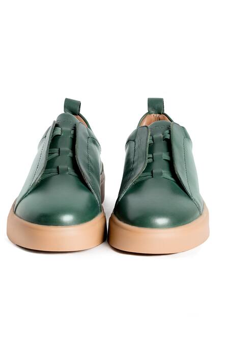 Shop Nou Emerald Green Almond Toe Sneakers Shop_Nou_Emerald Green Almond Toe Sneakers