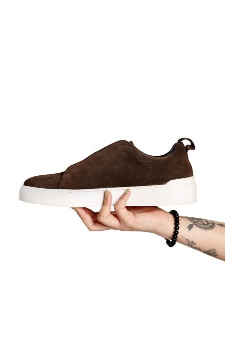Buy_Nou_Brown Chestnut Blaze Almond Toe Sneakers _Online_at_Aza_Fashions