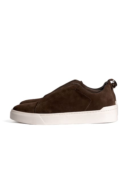 Shop_Nou_Brown Chestnut Blaze Almond Toe Sneakers _Online_at_Aza_Fashions