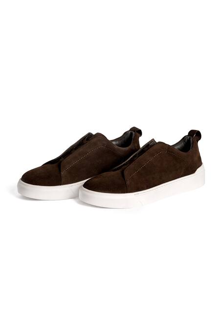 Nou_Brown Chestnut Blaze Almond Toe Sneakers _at_Aza_Fashions