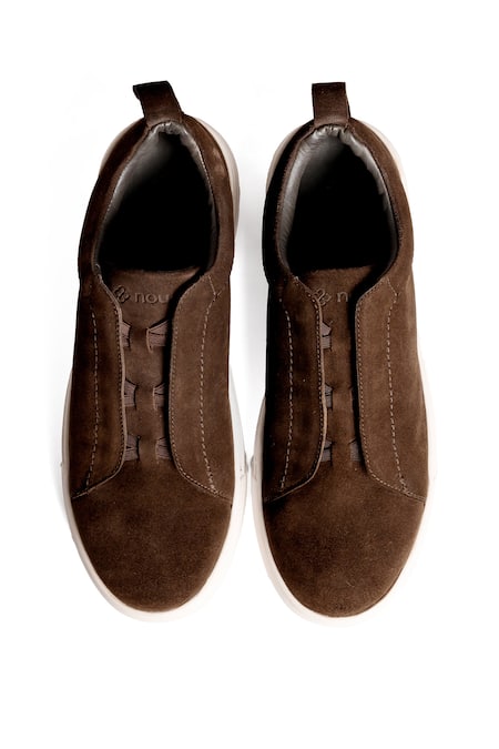 Shop_Nou_Brown Chestnut Blaze Almond Toe Sneakers _at_Aza_Fashions