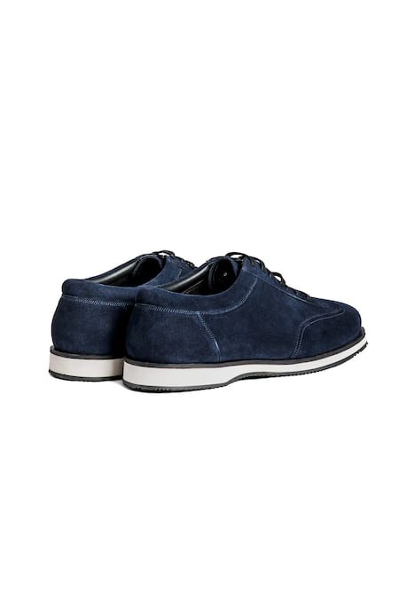 Nou_Blue Leather Deep Embroidered Sneakers _Online_at_Aza_Fashions
