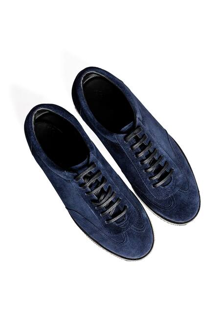Shop_Nou_Blue Leather Deep Embroidered Sneakers 