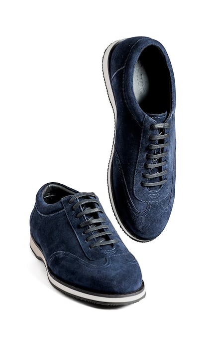 Shop_Nou_Blue Leather Deep Embroidered Sneakers _at_Aza_Fashions