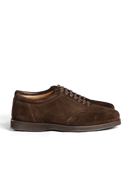 Buy_Nou_Brown Almond Toe Sneakers _Online_at_Aza_Fashions