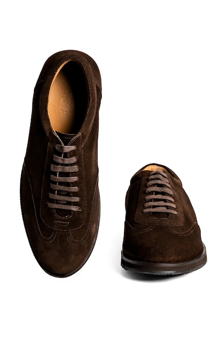 Shop_Nou_Brown Almond Toe Sneakers _at_Aza_Fashions