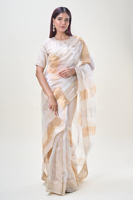 Samyukta Singhania Stripe Woven Saree With Blouse 