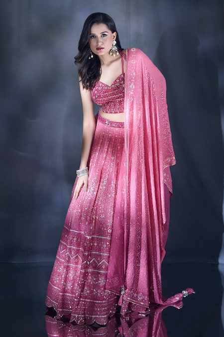 Alaya Advani Pink Lehenga And Jacket Net Embroidered Sequin Sweetheart Set 