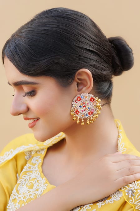 Shop Kanyaadhan By Dhirajaayushi Multi Color Embroidery Blossom Choker Necklace Set at Aza Fashions Shop_Kanyaadhan By Dhirajaayushi_Multi Color Embroidery Blossom Choker Necklace Set _at_Aza_Fashions