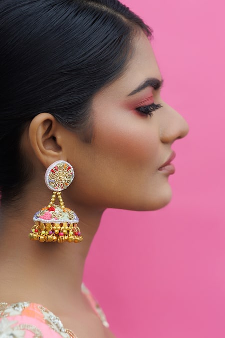 Kanyaadhan By Dhirajaayushi Multi Color Embroidery, Diamonds, Tassels Bloom Ghungroo Necklace Set 