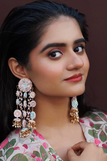 Shop Kanyaadhan By Dhirajaayushi Multi Color Imitation Diamonds Floral Multicolor Designer Jewellery Set Online at Aza Fashions Shop_Kanyaadhan By Dhirajaayushi_Multi Color Imitation Diamonds Floral Multicolor Designer Jewellery Set _Online_at_Aza_Fashions