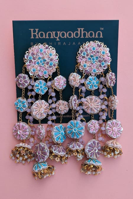 Shop Kanyaadhan By Dhirajaayushi Multi Color Imitation Diamonds Floral Multicolor Designer Jewellery Set Shop_Kanyaadhan By Dhirajaayushi_Multi Color Imitation Diamonds Floral Multicolor Designer Jewellery Set