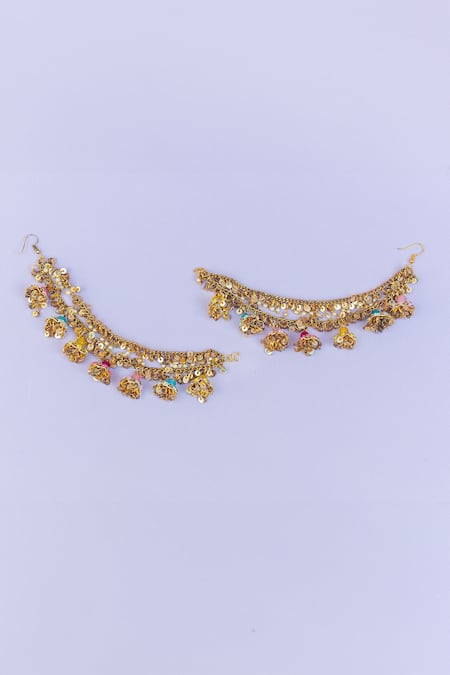 Shop Kanyaadhan By Dhirajaayushi Multi Color Diamonds, Embroidery Floral Jewellery Set Online at Aza Fashions Shop_Kanyaadhan By Dhirajaayushi_Multi Color Diamonds, Embroidery Floral Jewellery Set _Online_at_Aza_Fashions