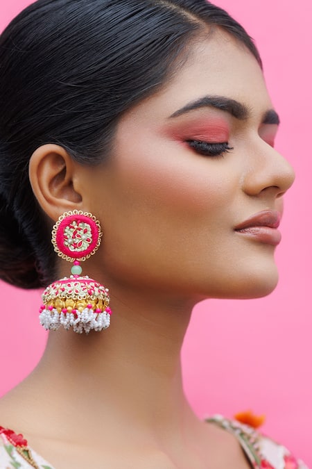 Shop Kanyaadhan By Dhirajaayushi Multi Color Embroidery Floral Choker Set at Aza Fashions Shop_Kanyaadhan By Dhirajaayushi_Multi Color Embroidery Floral Choker Set _at_Aza_Fashions