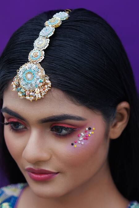 Kanyaadhan By Dhirajaayushi_Multi Color Embroidery, Diamonds Floral Choker Set _Online_at_Aza_Fashions