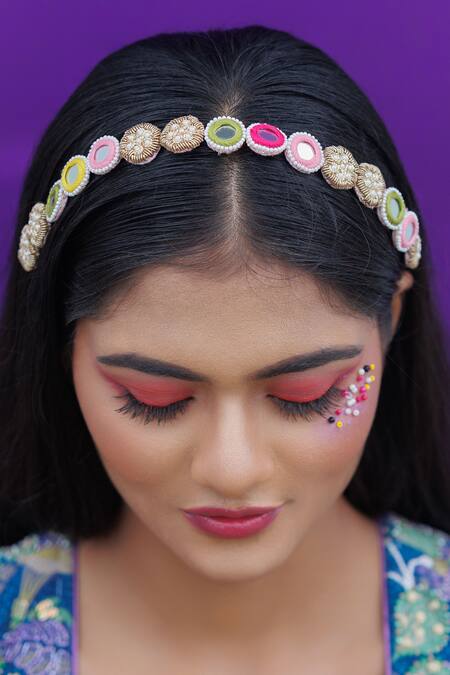 Kanyaadhan By Dhirajaayushi_Multi Color Mirrors, Beads, Tassels Multicolor Embroidered Necklace Set _Online_at_Aza_Fashions