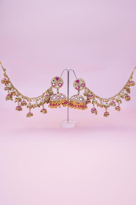 Kanyaadhan By Dhirajaayushi Gold Toned Multicolor Jhumka Earrings