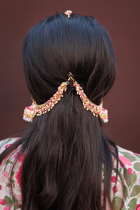 Kanyaadhan By Dhirajaayushi Gold Toned Multi Color Jhumka Earrings 