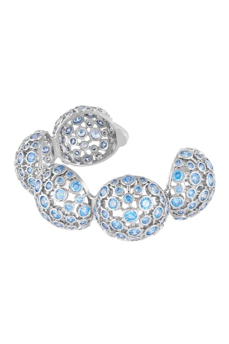 Shop Isharya Blue Crystals Enamel Cuff Bracelet at Aza Fashions Shop_Isharya_Blue Crystals Enamel Cuff Bracelet _at_Aza_Fashions