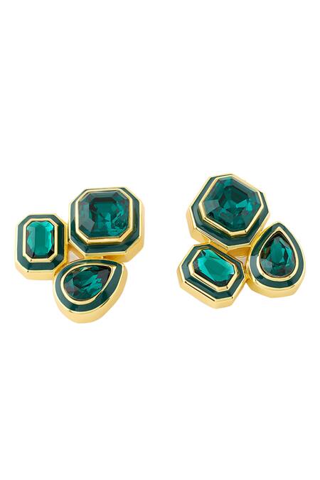 Isharya Green Crystals Embellished Studs Online at Aza Fashions Isharya_Green Crystals Embellished Studs _Online_at_Aza_Fashions