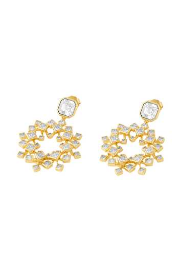 Isharya_White Crystals Embellished Drop Earrings_Online_at_Aza_Fashions