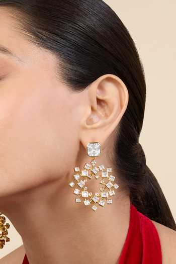 Shop_Isharya_White Crystals Embellished Drop Earrings_Online_at_Aza_Fashions
