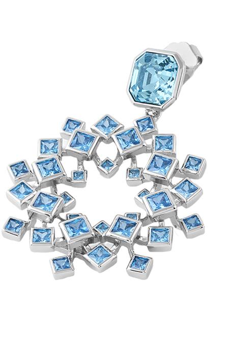 Buy_Isharya_Blue Crystals Cosmic Flair Drop Earrings_Online_at_Aza_Fashions