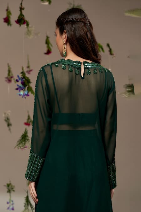 Rimple Agrawal Green Sheer Embroidered Kurta Set 