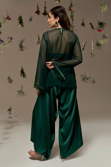 Rimple Agrawal Cutdana Sequin Embroidered Tunic Pant Set 