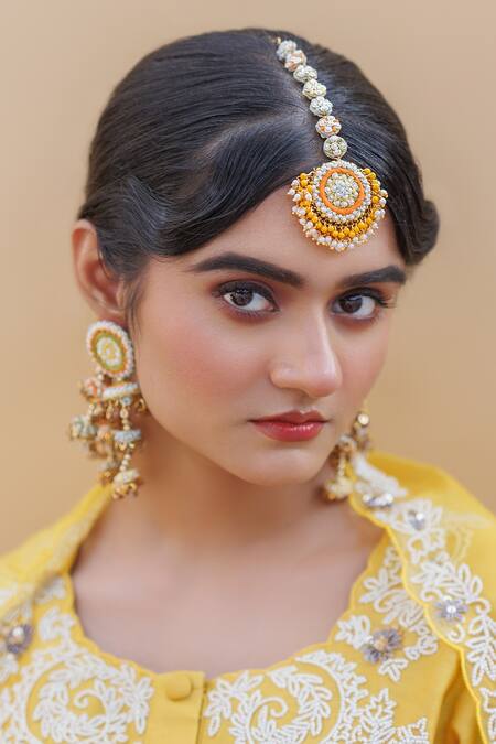 Kanyaadhan By Dhirajaayushi_Multi Color Imitation Diamonds Floral Fusion Jewellery Set _Online_at_Aza_Fashions