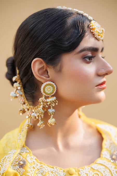 Kanyaadhan By Dhirajaayushi_Multi Color Imitation Diamonds Floral Fusion Jewellery Set _at_Aza_Fashions