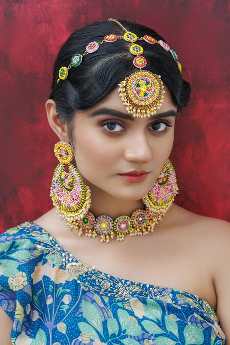 Kanyaadhan By Dhirajaayushi_Multi Color Beads Embellished Jewellery Set _at_Aza_Fashions