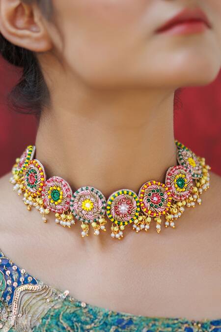 Buy_Kanyaadhan By Dhirajaayushi_Multi Color Beads Embellished Jewellery Set 