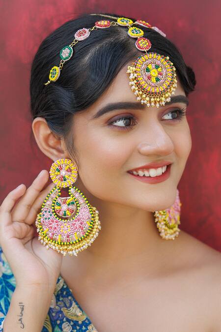 Shop_Kanyaadhan By Dhirajaayushi_Multi Color Beads Embellished Jewellery Set 