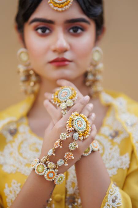 Buy_Kanyaadhan By Dhirajaayushi_Multi Color Embroidery Floral Choker Set _Online_at_Aza_Fashions