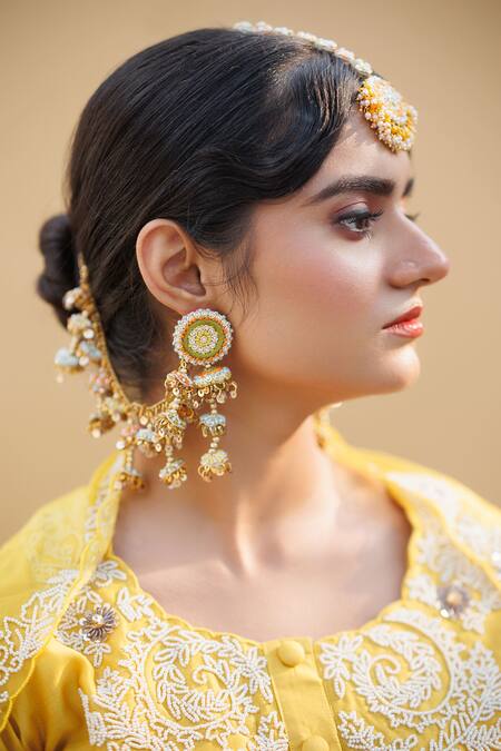 Shop_Kanyaadhan By Dhirajaayushi_Multi Color Embroidery Floral Choker Set _Online_at_Aza_Fashions